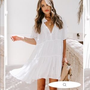 Vici eyelet tiered babydoll dress - size large